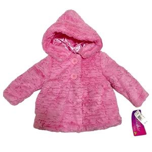 New Toys R Us 24m 2T Pistachio Zipper Reversible Pink Faux Fur Jacket